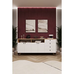 Lüks Konsol Tv Ünitesi %100 Mdf Salon Ve Yemek Odası Ünitesi Knsl06 Sonomo-Beyaz
