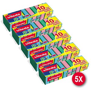 5 Paket 10 Lu Rainbow Bulaşık Süngeri