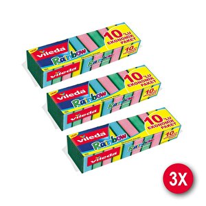 3 Paket 10 Lu Rainbow Bulaşık Süngeri