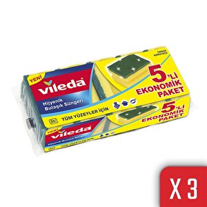 3 Paket 5 Li Yeşil Klasik Oluklu Sünger