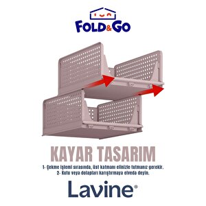 Lavine *3 Adet* Çok Amaçlı Kayar Raf Dolap Içi Kıyafet Ve Ev Aksesuarı Düzenleyici ”pudra”