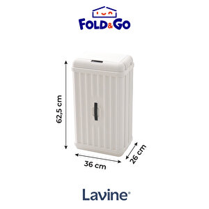 Lavine 50 Lt Sensörlü Çöp Kovası Portatif Katlanabilir Büyük Boy Premium ”beyaz”
