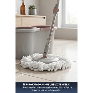 (2 Adet) Ultra Mop Temizlik Seti %100 Mikrofiber Yedek Başlık Dönerli Mop Yedek Başlık