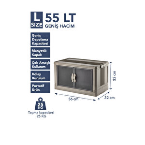 ”large” Portatif Dolap Organizer 55lt Çok Amaçlı Mıknatıs Kapaklı, Katlanır