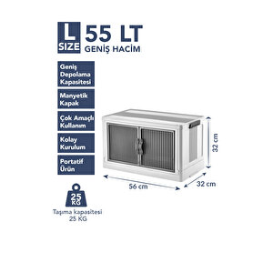 ”large” Portatif Dolap Organizer 55lt Çok Amaçlı Mıknatıs Kapaklı, Katlanır