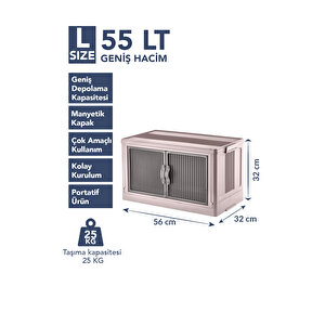 ”large” Portatif Dolap Organizer 55lt Çok Amaçlı Mıknatıs Kapaklı, Katlanır