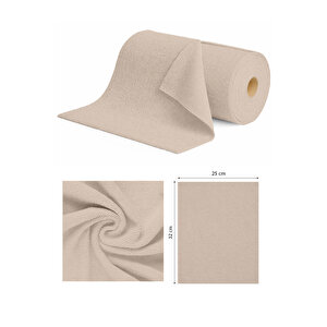 (20'li Rulo) %100 Mikrofiber Temizlik Bezi 25x32 Büyük Ebat 4xl Kopar Kullan Çok Amaçlı - Bej