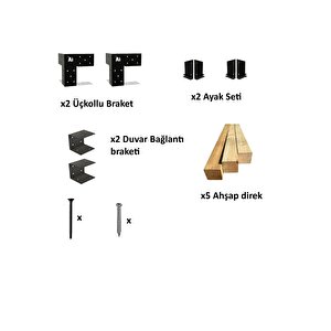 Iahşap İki Direkli Modern Sundurma Sistemi - Çelik Braketli 2,4x3 Metre