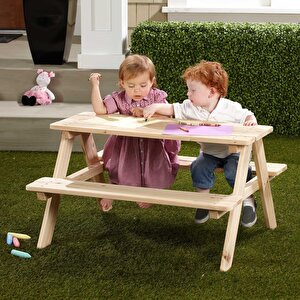 Iahşap 100 Cm Çocuk Piknik Masası - 4 Kişilik Ahşap Oyun Ve Aktivite Masası