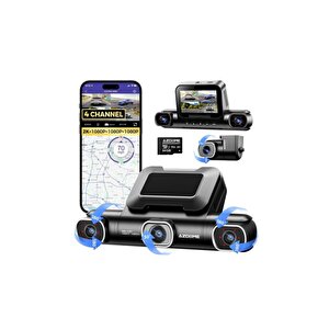 M660 4k Araç Kamerası – Dört Kameralı Kayıt , Wifi , Gps , Gece Görüş, 64gb Hafıza Kartı