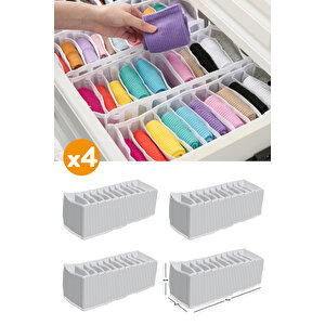 4 Adet - 11 Gözlü Çekmece Içi Akordiyon Organizer - Small 11 X 41 X 12