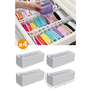 4 Adet - 11 Gözlü Çekmece Içi Akordiyon Organizer - Medium 15 X 44 X 17