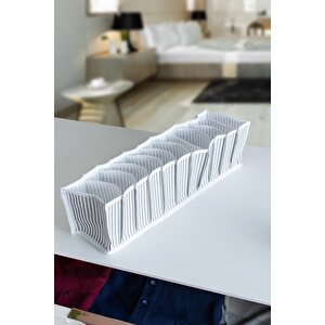 11 Gözlü Gri Çizgili Çekmece Içi Düzenleyici Organizer – Small - 11 X 41 X 12 Cm