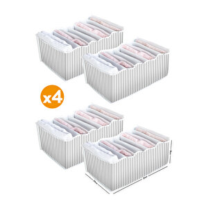 4 Adet - 8 Gözlü Çekmece Içi Akordiyon Organizer - Large 24 X 37 X 18