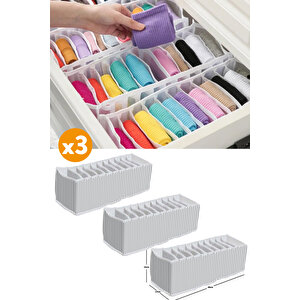3 Adet - 11 Gözlü Çekmece Içi Akordiyon Organizer - Medium 15 X 44 X 17