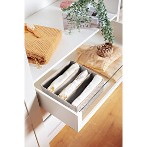 6 Bölmeli Çekmece Içi Dolap Kıyafet Iç Çamaşırı Katlanabilir Düzenleyici Organizer Kutu 28x28x12cm