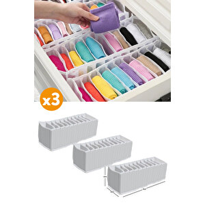 3 Adet - 11 Gözlü Çekmece Içi Akordiyon Organizer - Small 11 X 41 X 12