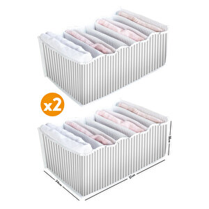 2 Adet - 8 Gözlü Çekmece Içi Akordiyon Organizer - Large 24 X 37 X 18