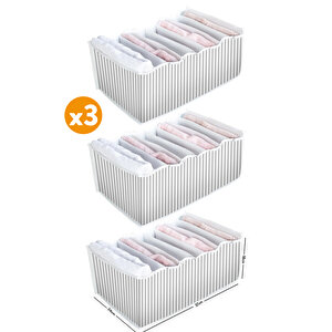 3 Adet - 8 Gözlü Çekmece Içi Akordiyon Organizer - Large 24 X 37 X 18