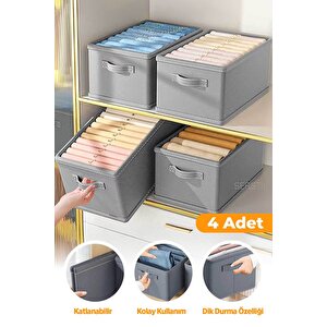 4 Adet - Dolap Içi Düzenleyici, Raf Düzenleyici, Katlanabilir Kıyafet Saklama Kutusu 45 X 25 X 20 Cm