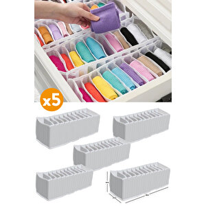 5 Adet - 11 Gözlü Çekmece Içi Akordiyon Organizer - Medium 15 X 44 X 17