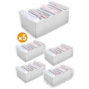 5 Adet - 8 Gözlü Çekmece Içi Akordiyon Organizer - Large 24 X 37 X 18