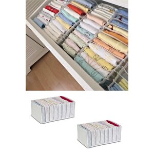 2 Adet - Xlarge 8 Gözlü Çekmece Dolap Içi Düzenleyici Akardiyon Organizer 31 X 36 X 12