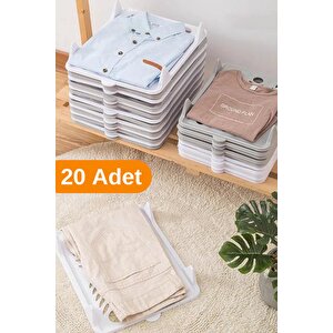 20 Adet - Pratik Dolap İçi Tişört, Gömlek, Elbise Ve Pantolon Düzenleyici Raf Organizer