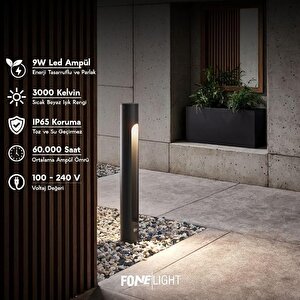 Velora 80 cm LED Bahçe Aydınlatma Direği Antrasit Alüminyum IP65 Peyzaj Yürüyüş Yolu Aydınlatması 3000K