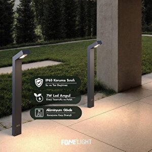 Polera 50 cm LED Bahçe Aydınlatma Direği Alüminyum IP65 Peyzaj Yürüyüş Yolu Bollard Aydınlatma Antrasit 18W 3000K