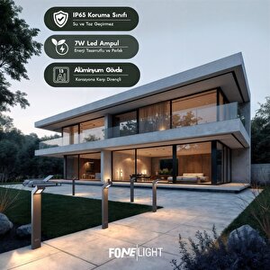 Polera 50 cm LED Bahçe Aydınlatma Direği Alüminyum IP65 Peyzaj Yürüyüş Yolu Bollard Aydınlatma Antrasit 18W 3000K