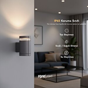 Gala Mono Camlı 12,5 cm Tek Yönlü LED Duvar Apliği Antrasit Alüminyum IP65 Dış Mekan Bahçe Cephe Aydınlatması 7W Antrasit