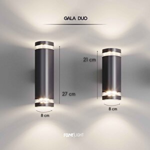 Gala Mono Camlı 12,5 cm Tek Yönlü LED Duvar Apliği Antrasit Alüminyum IP65 Dış Mekan Bahçe Cephe Aydınlatması 7W Antrasit