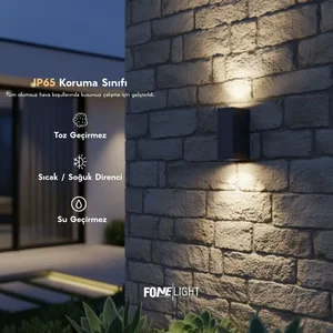 Apliken 17 cm Çift Yönlü LED Duvar Apliği Antrasit Alüminyum GU10 IP65 Bahçe Cephe Dış Mekan Aydınlatması 14W