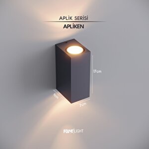 Apliken 17 cm Çift Yönlü LED Duvar Apliği Antrasit Alüminyum GU10 IP65 Bahçe Cephe Dış Mekan Aydınlatması 14W