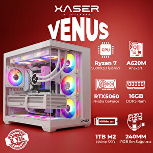 Venus X110 Ryzen 7 9800x3d 16gb Ddr5 Ram 1tb M.2 Nvme Ssd 8gb Rtx5060 Sıvı Soğutmalı Oyuncu Bilgisayar