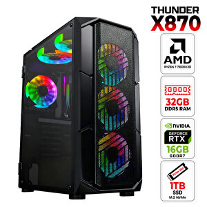 Thunder X870 Ryzen 7 7800x3d 32gb Ddr5 Ram 1tb M.2 Nvme Ssd 16gb Rtx5060 Ti Sıvı Soğutmalı Oyuncu Bilgisayarı