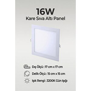 16w Kare Sıva Altı Led Panel Armatür 3200k Gün Işığı – 17x17 Cm | 15x15 Cm Delik Ölçüsü