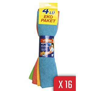 16 Paket 4 Lü Mikrofiber Colors Xl 36x34 Temizlik Bezi