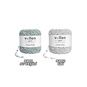 Vollenyarn 5adet Kadife Ponpon İpi 100 Gr 140 Mt | El Örgü Ponpon İp | Battaniye Atkı Bebek Örgü İpi Denim Gri