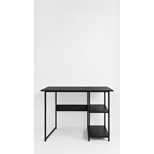 Raflı Çalışma Masası Bilgisayar Masası Laptop Masası Öğrenci Ders Ofis Home Office Metal Ayaklı Geniş Kitaplıklı Vienna 60x120 Cm Siyah- Siyah Siyah - Siyah