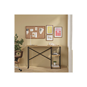 Vienna 60x120cm 2 Raflı Metal Ayak Çalışma Masası Laptop Masası Bilgisayar Masası Çam- Siyah Çam Atlantik Çam