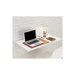 Katlanır Duvar Masası Duvara Monte Mutfak Masası Çalışma Masası Balkon Hobi Masası Açılır Kapanır Astana 45x70cm Atlantik Çam Beyaz Beyaz