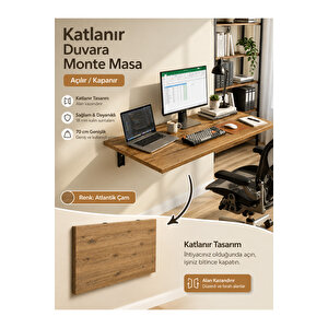 Katlanır Duvar Masası Duvara Monte Mutfak Masası Çalışma Masası Balkon Hobi Masası Açılır Kapanır Astana Atlantik Çam Atlantik Çam