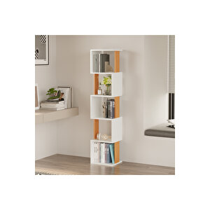 Modern Kitaplık Çok Amaçlı Dekoratif Raf Salon Kitaplığı Ofis Çalışma Odası Raf Dolap Milan Atlantik Çam - Beyaz Atlantik Çam - Beyaz