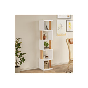 Modern Kitaplık Çok Amaçlı Dekoratif Raf Salon Kitaplığı Ofis Çalışma Odası Raf Dolap Milan Atlantik Çam - Beyaz Atlantik Çam - Beyaz