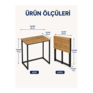 Katlanır Çalışma Masası Katlanabilir Masa Yemek Masası Mutfak Masası Öğrenci Ders Masası Laptop Bilgisayar Portatif Çok Amaçlı Morken Siyah-çam Siyah - Kahverengi