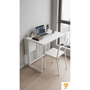 Katlanır Masa Katlanabilir Yemek Masası Mutfak Masası Balkon Masası Açılır Kapanır Portatif Çok Amaçlı Çalışma Masası Workercomo Beyaz/beyaz Beyaz - Beyaz