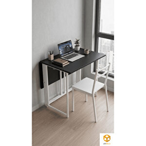 Katlanır Masa Katlanabilir Yemek Masası Mutfak Masası Balkon Masası Açılır Kapanır Portatif Çok Amaçlı Çalışma Masası Workercomo Beyaz/si̇yah Beyaz - Siyah