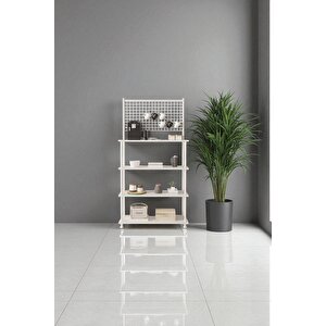 Çevir Kur Beyaz 4 Raflı Kahve Köşesi Dolabı | Mutfak Düzenleyici, Stand, 71x167x35 Cm